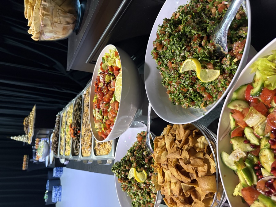 Tabouli, fatoush and pita chips at an event